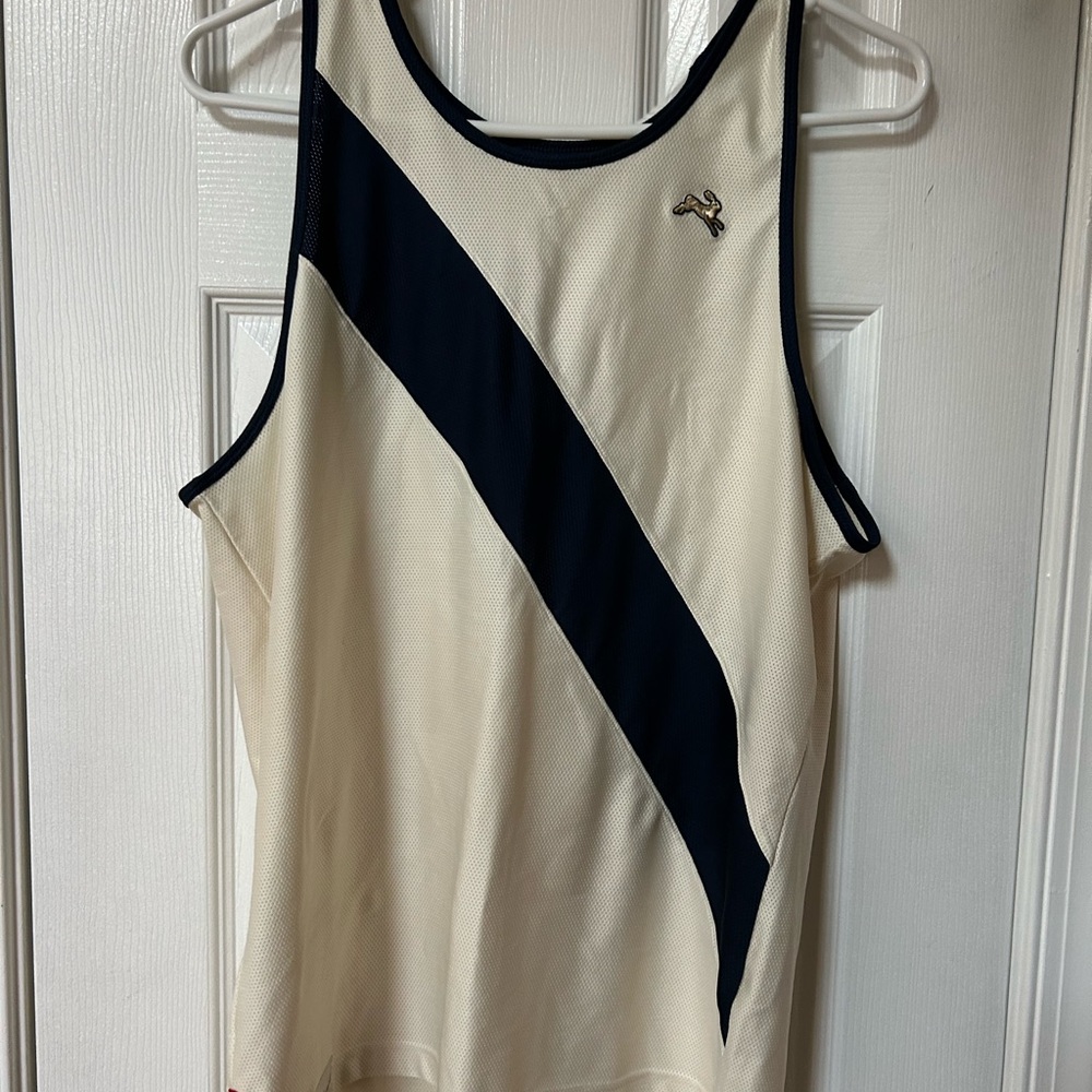 Tracksmith Cream and Black Tank Top